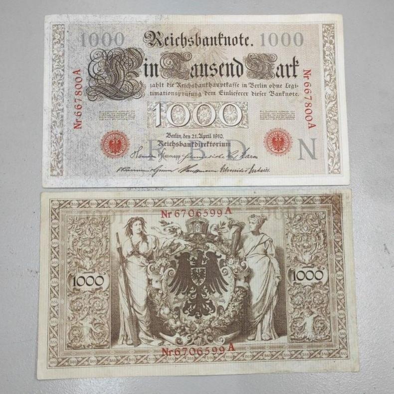 Dindaseller6 - Uang Asing Kuno Jerman 1000 Mark Tahun 1910 Koleksi Langka Dan Antik