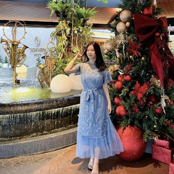 Nadeliene Dress NATALIA Premium Kondangan Party Gaun Formal Mewah Casual Wanita Hitam Remaja Pesta M