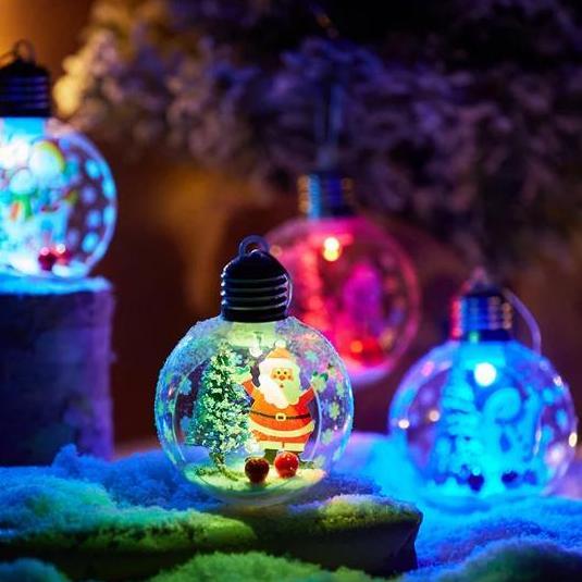 Lampu LED Bola Natal 8CM Hiasan Pohon Natal Gantungan Bola Natal