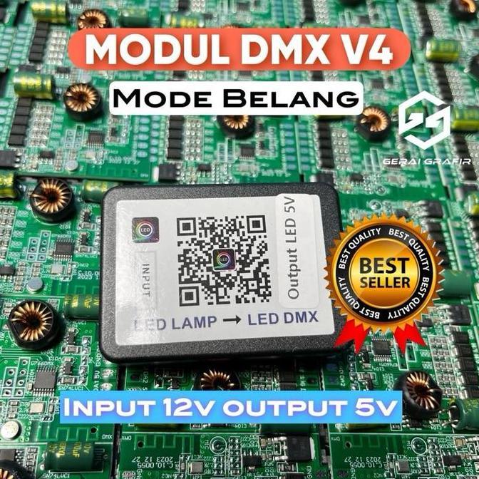 MODUL DMX V4 BELANG / MODUL RGB BELANG / MODUL ALIS MODE BELANG MANUAL INPUT 12 V OUT 5 V RESIN CHAS