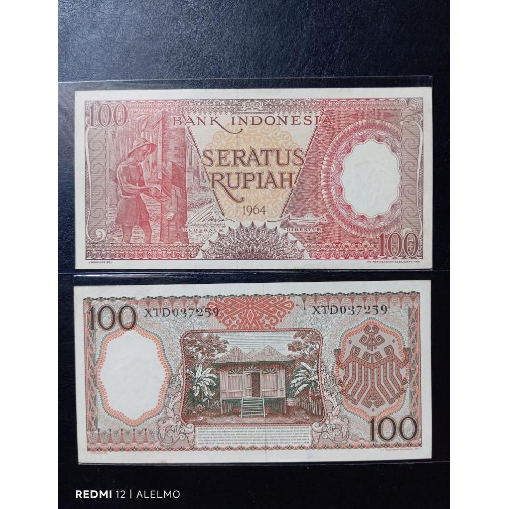 Dindaseller6 - Uang Kuno Seri Pekerja 100 Rupiah Tahun 1958 Koleksi Langka Kolektor