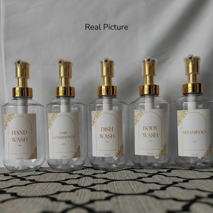 KOKOMI Botol Sabun Aesthetic Lucia Botol Refill Sabun Cair 500ml Dapat Stiker Label Botol Refillable