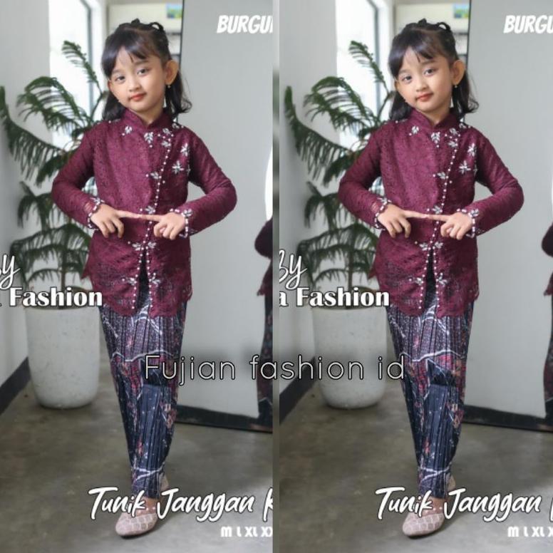kebaya janggan anak / kebaya brokat Payet anak / kebaya brokat modern / setelan kebaya anak