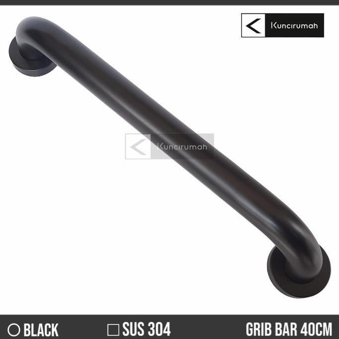 Handle grib bar pegangan shower kamar mandi stainless steel hitam 40cm