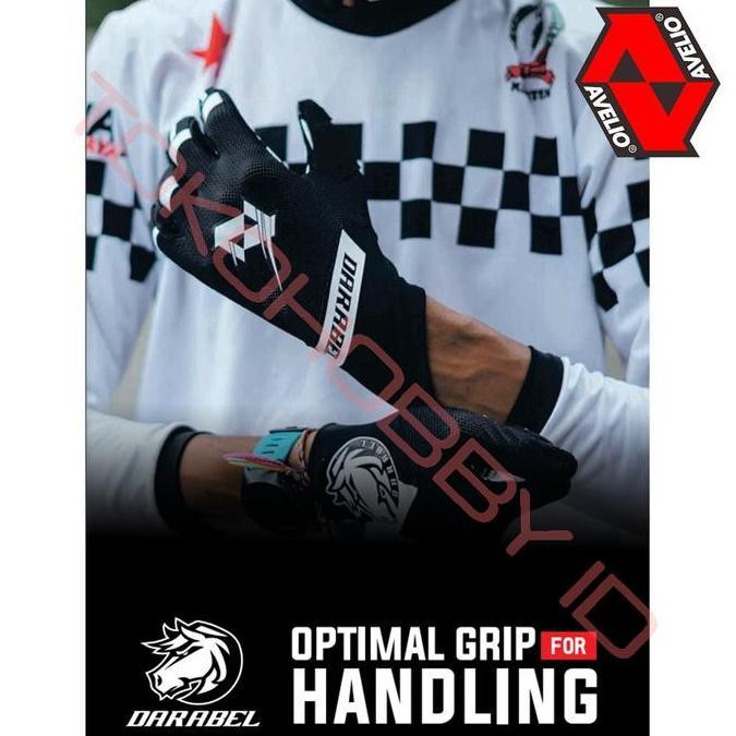 Sarung Tangan Sepeda Touch Screen Avelio Darabel Hitam Putih MTB Road