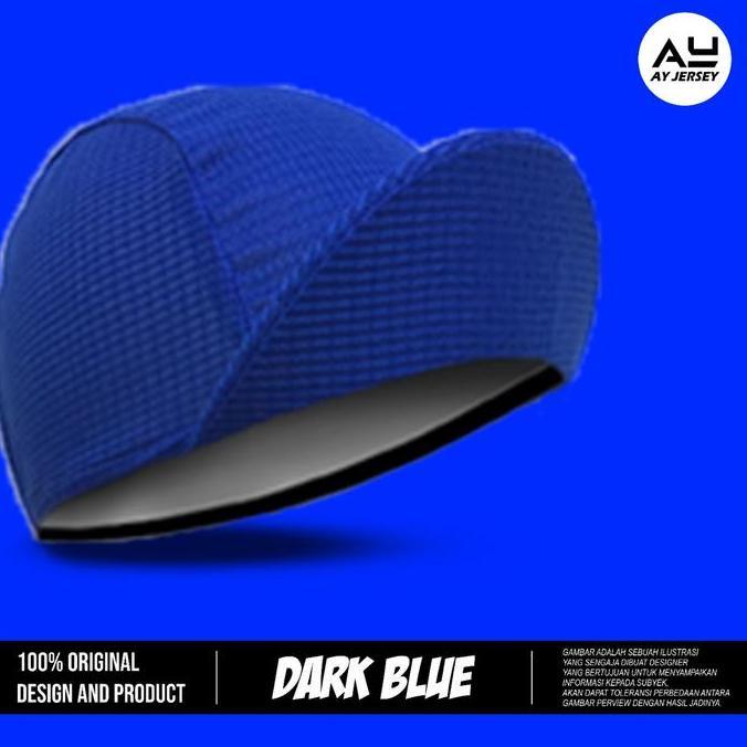 CYCLING CAP BIRU POLOS (TOPI SEPEDA)