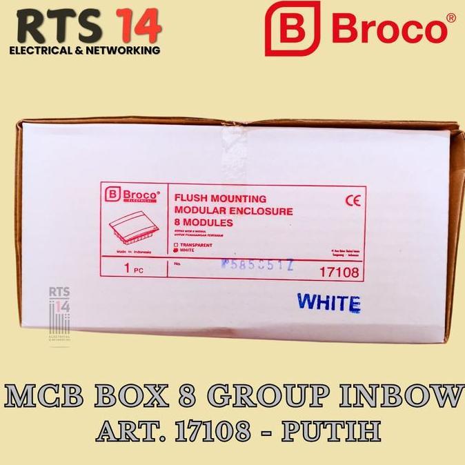 Terjangkau Mcb Box Broco 8 Group Inbow White Art. 17108-55 / Kotak Panel Listrik 8 Slot Tanam Putih 