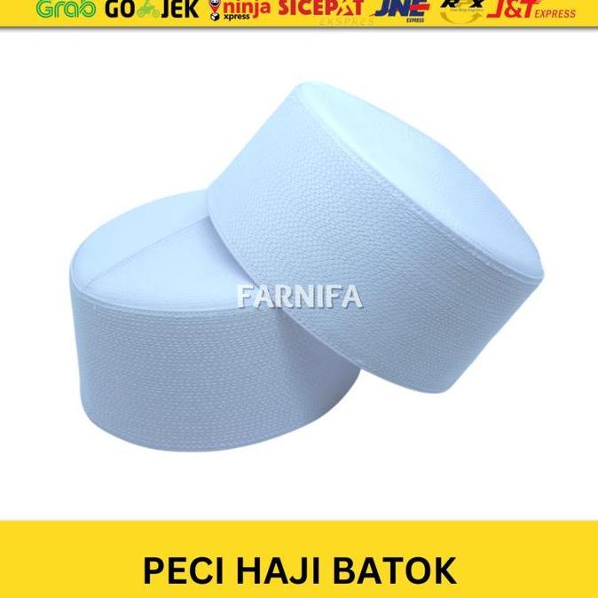 Peci Haji Batok Kopiah Putih Polos Keras Ukuran Anak dan Dewasa