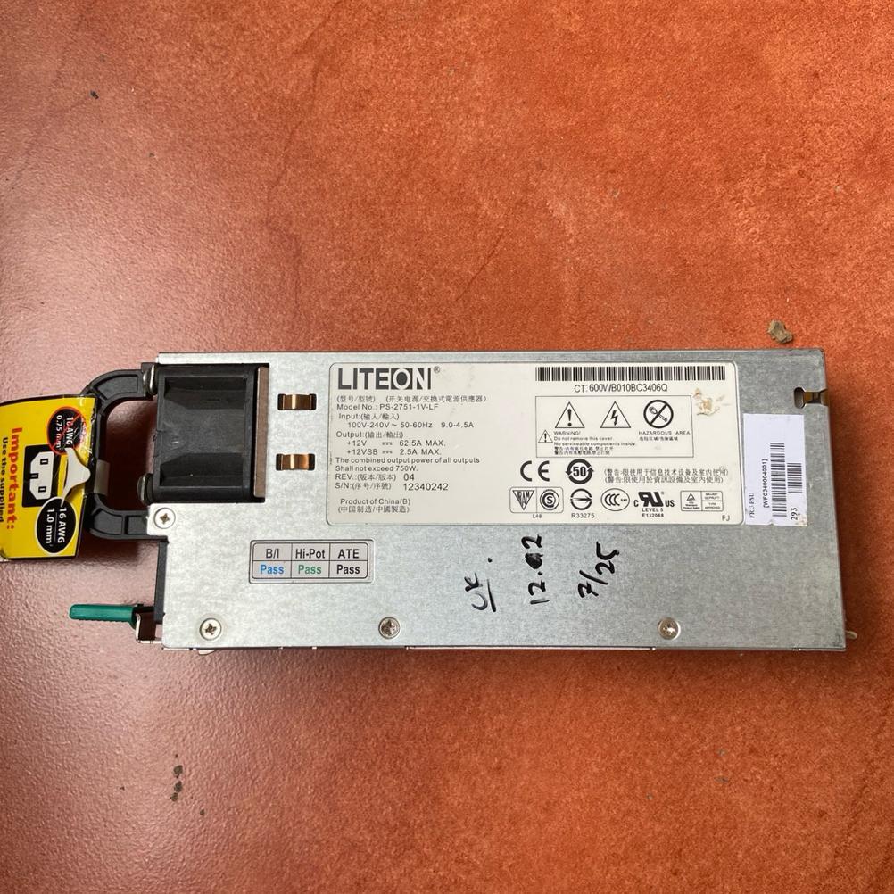 Power Supply Adaptor Switching PSU SMPS LITEON PS-2751-1V-LV DC Output 12 Volt / 62,5 Ampere / 750 W