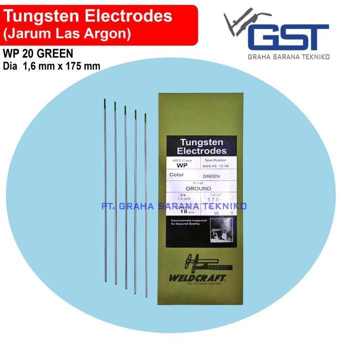 Spesial Weldcraft Tungsten Alumunium Hijau Wp 3.2Mm Elektroda