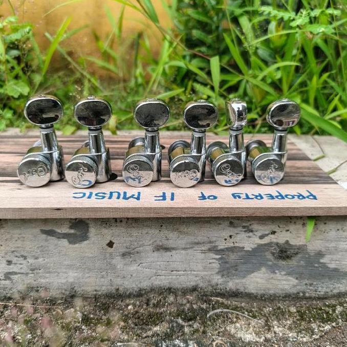 Dryer gitar Cort Locking tuner 6 Reverse In Line Screwless Chrome