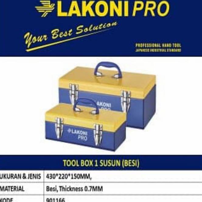 Tool Box 1 Susun (Besi) 430X220X205Mm Lakoni Pro 901166 / Tool Box