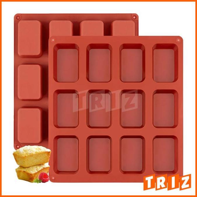 Cetakan Silikon Kue Brownies Coklat 12 Lubang , Silicone Mold Chocolate Cake Mini Bread Loaf Pan 12 