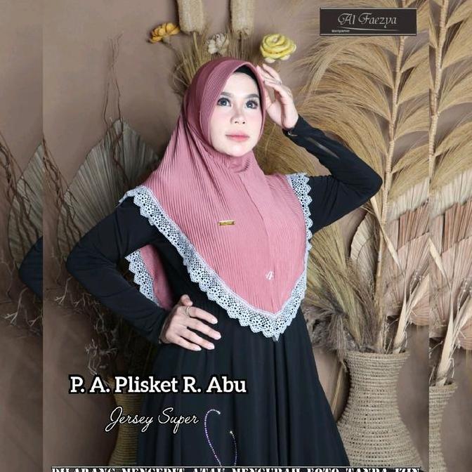 0566 Jilbab Al faezya renda Abu plisket jersey super/Hijab Af alfaezya ori by Bunyamin Doi doa Ibu