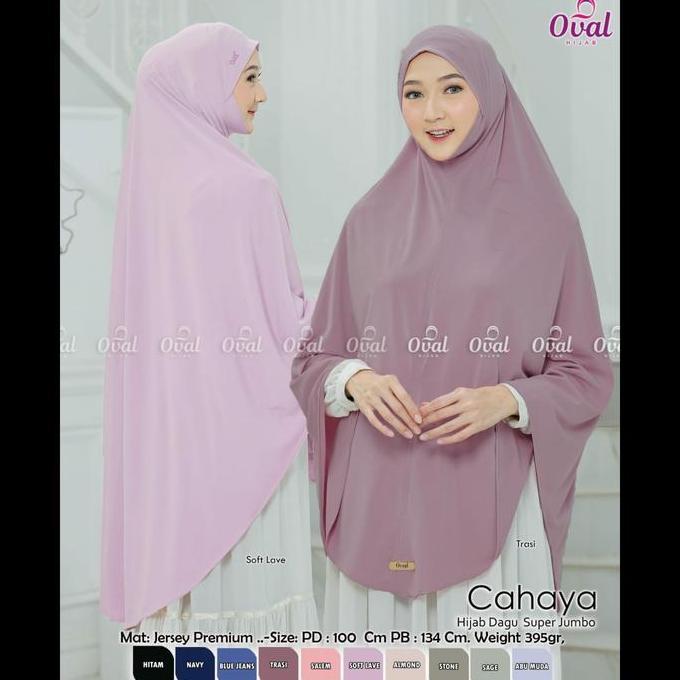 jilbab cahaya hijab dagu super jumbo jersey tebal ori oval