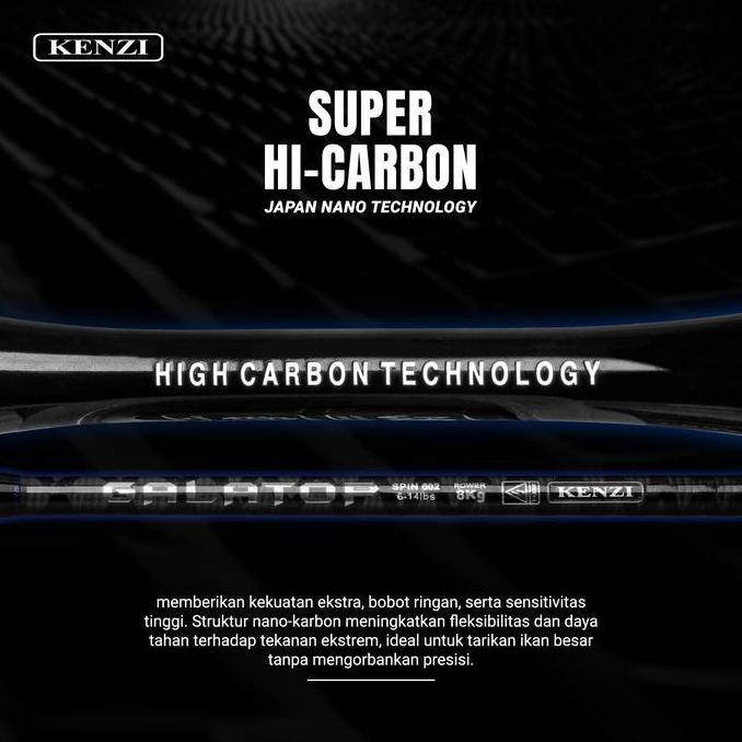 elimasanuk - joran kenzi galatop 602 spinning solid carbon x-wrap fuji guides 5-20lbs