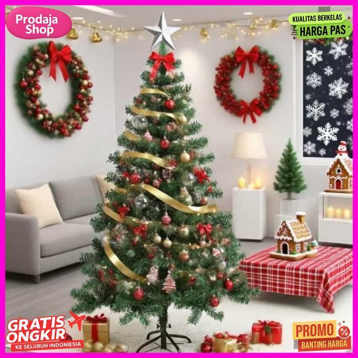 Premium Pohon Natal 150 Cm & 120 Cm Lengkap Hiasan Dan Lampu Tumblr /Hiasan Dekorasi Natal
