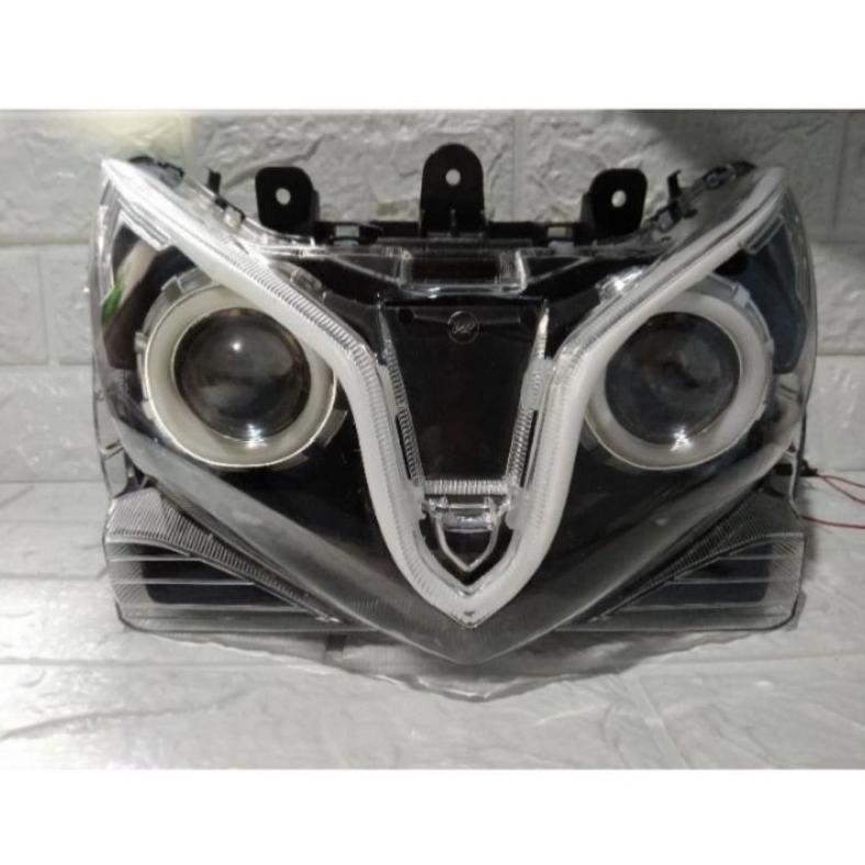 Reflektor Lampu Depan Vario 125 Old Plus Proji Running Super Terang Set Lampu Alis