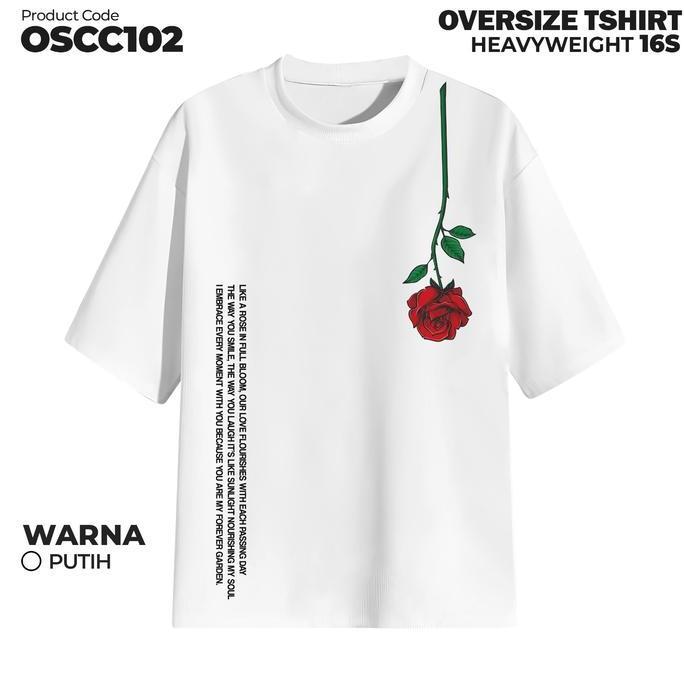 DF37 >> Kaos Oversize Heavyweight 16s Tebal Red Rose OSCC102