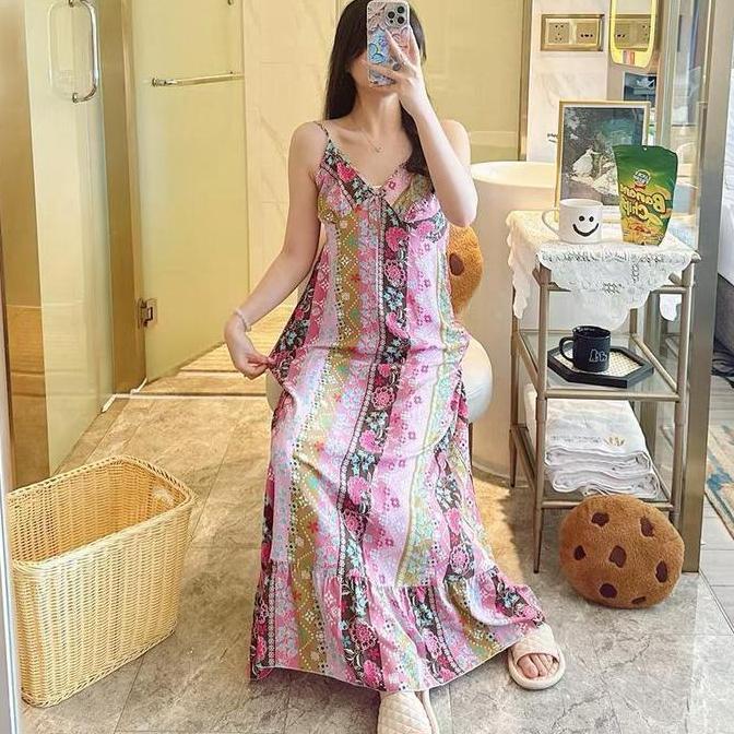 DR352 - KINIE DASTER RAYON WANITA MODEL KESI BAHAN VISCOSE TALI SATU SET PANJANG DRESS KIMONO BUSUI 