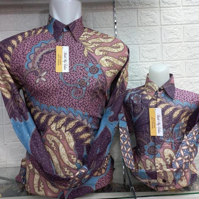 DV292 >> REKOMENDASI UNGU PLUM Seragam Batik Couple Katun Premium Ayah Anak Motif Floral Elegan Baju