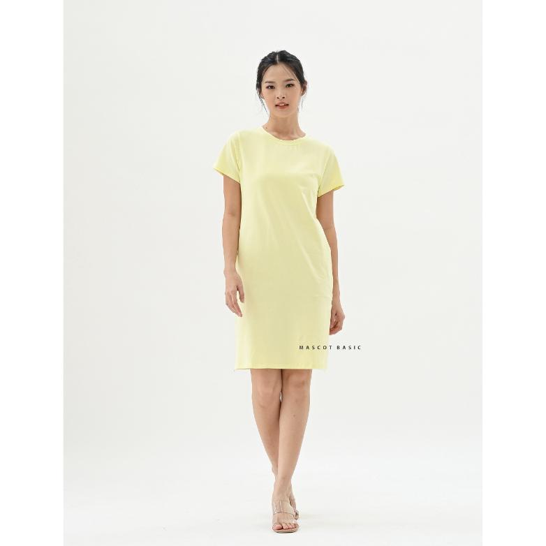 Mascot Dress Kaos Wanita Polos Lengan Pendek Bahan Katun Combed