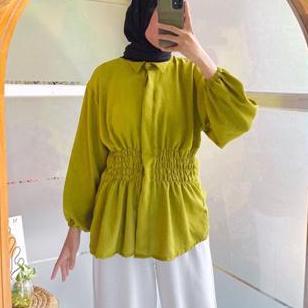 DS244 - Zn - Key Blouse Crincle / Blouse Lengan Balon Veby