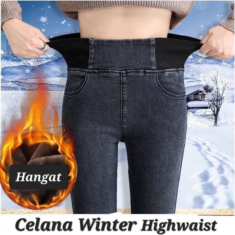 Celana Jeans Musim Dingin / Long john thermal leggings / celana wanita musim dingin 015