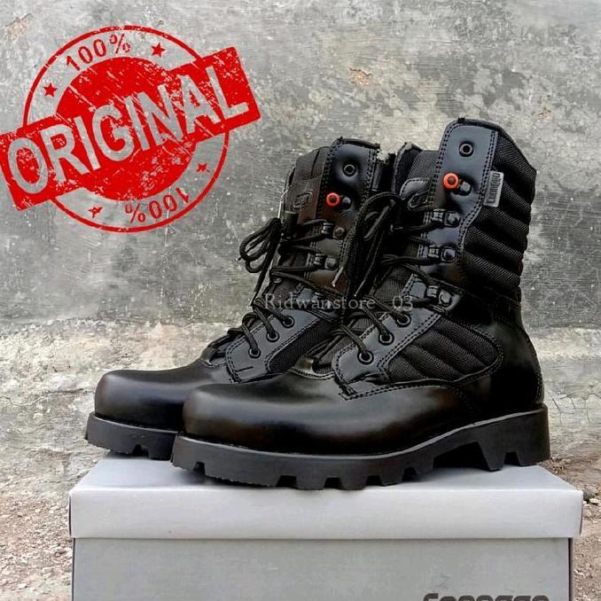Sepatu PDL TNI AU Polri Jatah Pembagian 100% Kulit Asli Terlaris Boots Shoes Karet