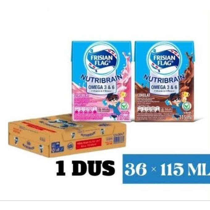 New- Frisian Flag Nutribrain Milky Susu 115ml 1 Dus Isi 36 Kotak Cokelat Strawberry All Variant