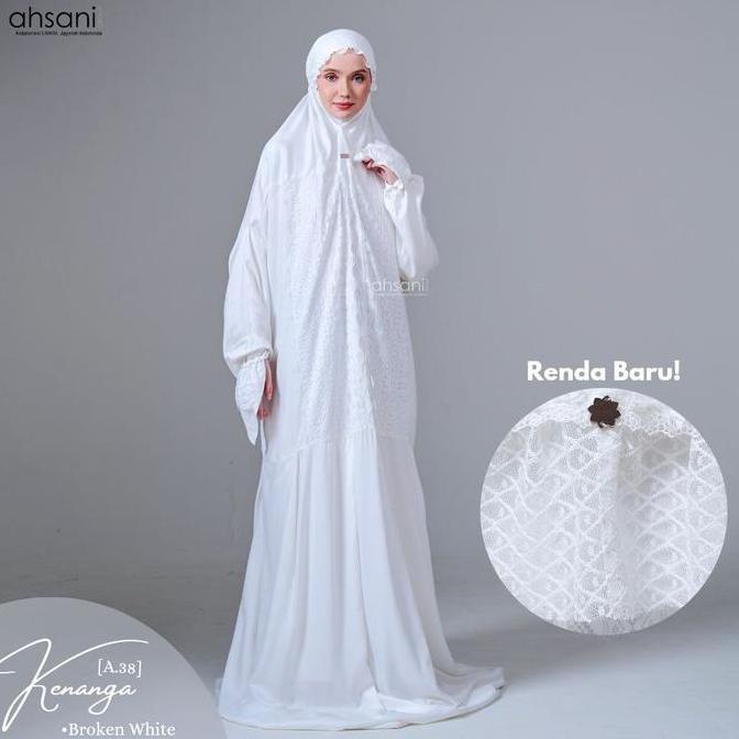 Mukena Terusan Putih Kenanga Ahsani A38 Rayon Premium Tebal Adem Dingi Terlaris