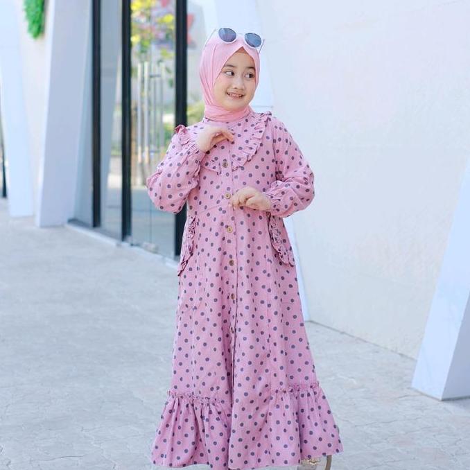 [POLKADOT] gamis anak perempuan POLKADOT series /babykoduroy halus lembut 3-10 tahun Baju Gamis Nyam