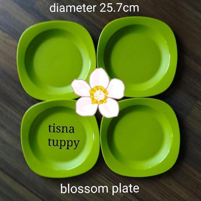 BEBAS ONGKIR - blossom plate tupperware isi 4 GREEN HIJAU