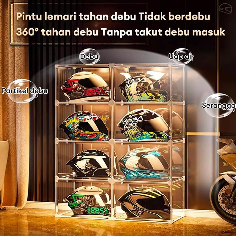 SALVO-RAK HELM /LEMARI HELM  PAJANGAN rak/Tempat Helm Rak/Transparant  display Lemari