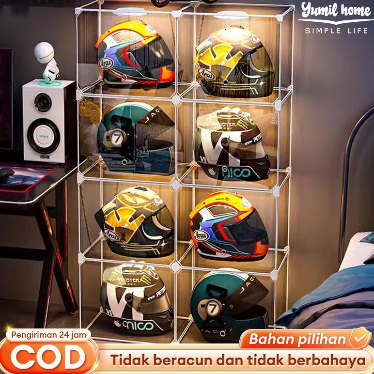 SALVO-RAK HELM /LEMARI HELM  PAJANGAN rak/Tempat Helm Rak/Transparant  display Lemari