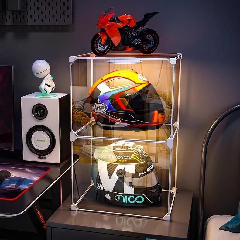 SALVO-RAK HELM /LEMARI HELM  PAJANGAN rak/Tempat Helm Rak/Transparant  display Lemari