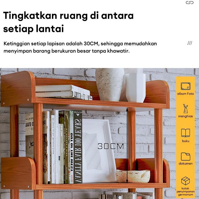 Pengiriman Dari Surabaya---Rak Buku Minimalis 6 Tingkat Rak Makanan Ringan Lemari Buku Kayu Rak Buku
