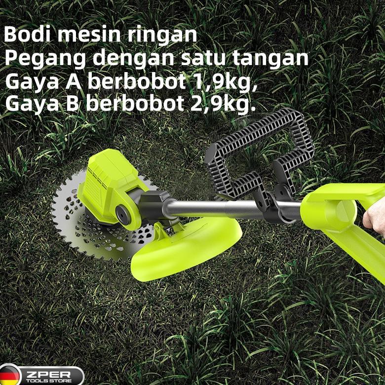 ZPER Mesin Potong Rumput Baterai Alat Pemotong Rumput Elektrik Listrik Pemangkas Gunting Rumput