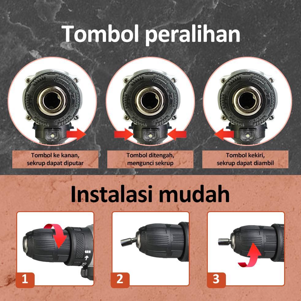 Bonkyo 168VF Mesin Bor Impact Drill / Bor baterai /Bor Listrik/Beton Besi Kayu Full  Set Pilihan Bor