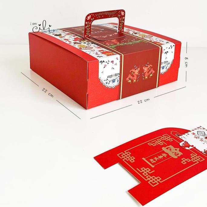 (Box Imlek 22X22X8 Cm) Kotak Kue Bolu Lapis Legit Cny Sincia (10 Pcs)
