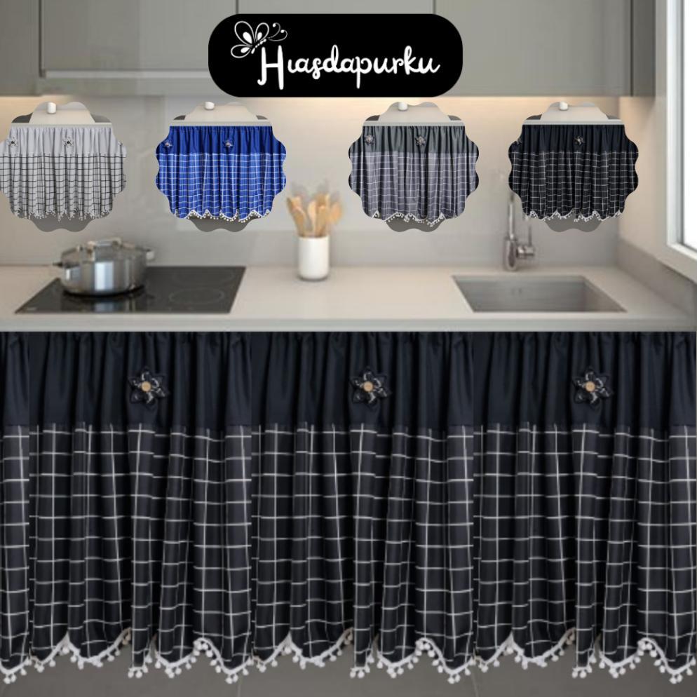 Gorden Kolong Dapur/Tirai Kolong Dapur/Hordeng Kolong Model Kotak Estetik