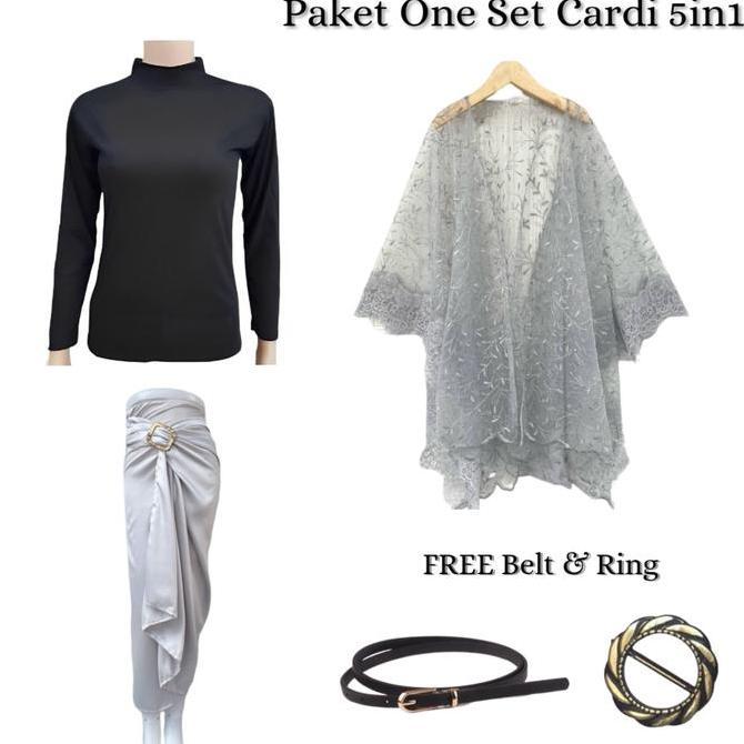 Paket Kondangan 5In1 Outfit Nusant - One Set Cardi Brukat Tille Jelita Lengkap Untuk Pernikahan Warn