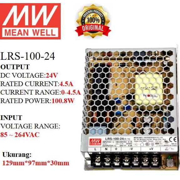 Terjangkau Meanwell Power Supply Lrs-100-24 Lrs 100 24 Lrs10024 Ballast 24Vindoor