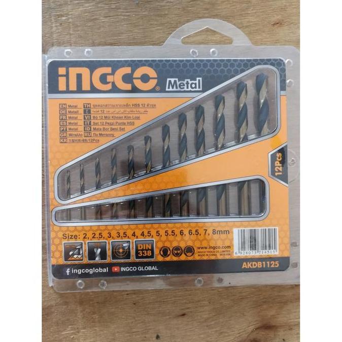 INGCO MATA BOR BESI SET 12PCS 2-8MM DRILL BIT INGCO AKDB1125
