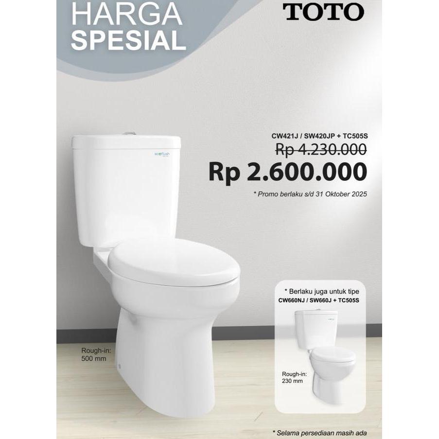 Promo CLOSET / KLOSET TOILET DUDUK TOTO CW 421 JP J CW421J WHITE DUAL FLUSH COD