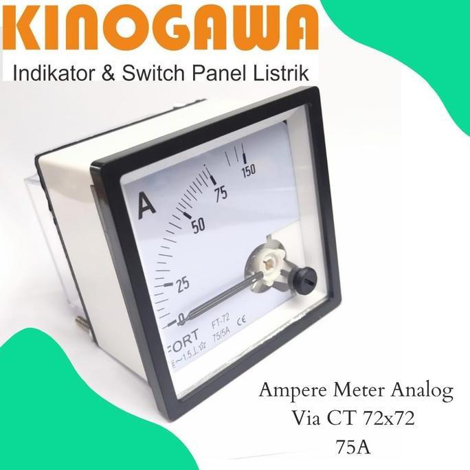 Ampere Meter Analog 72x72 Via CT 75A - Analog Panel amper meter