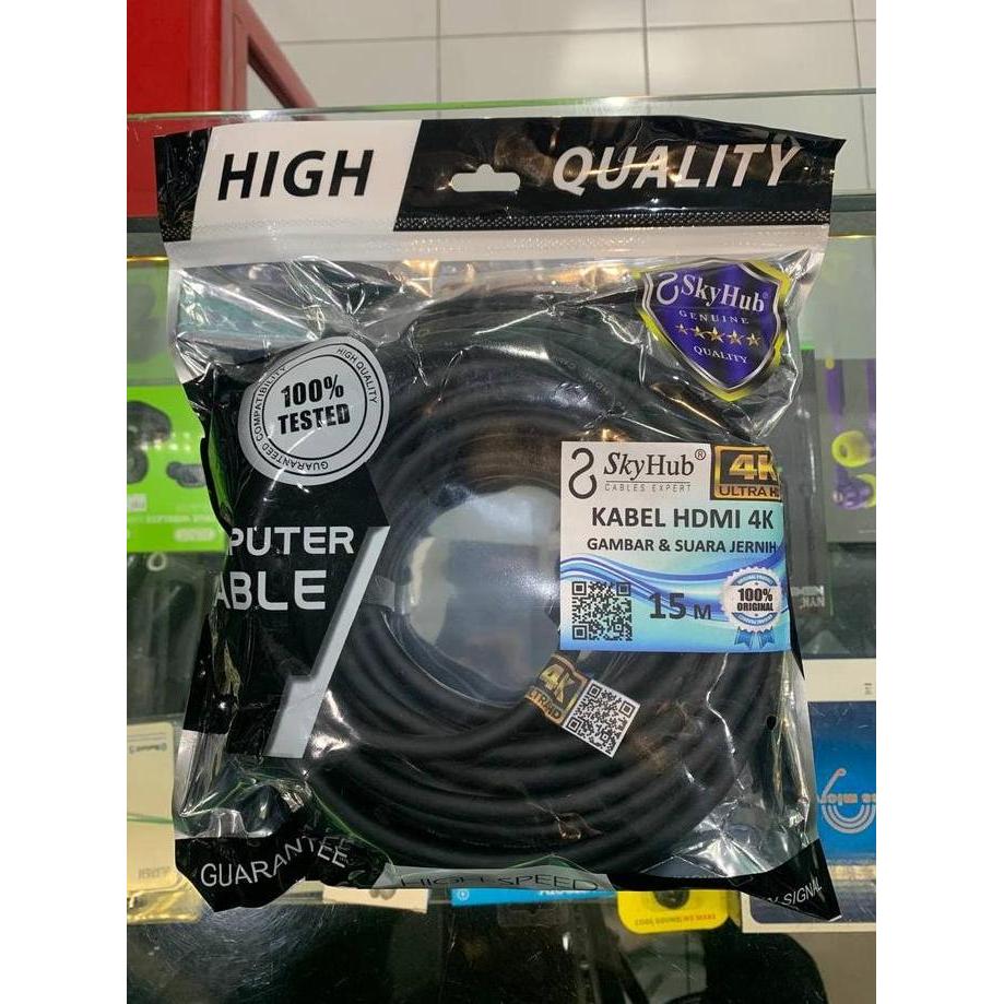 TERMURAH - KABEL HDMI HITAM 4K SKYHUB 15 M - KABEL HDMI 4K - KABEL HDMI ORI