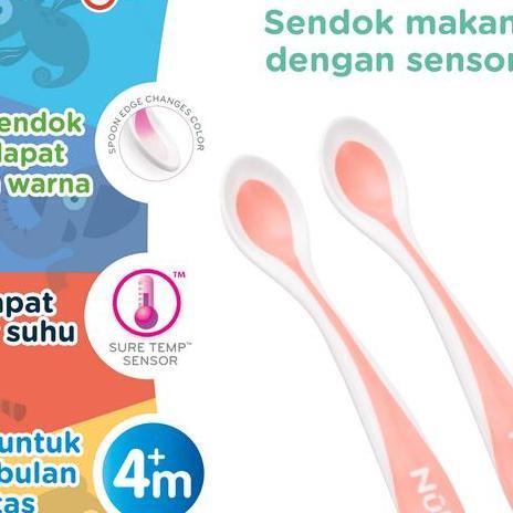 NUBY 2 PACK HEAT SENSOR SPOON ORANGE - SENDOK MAKAN BAYI