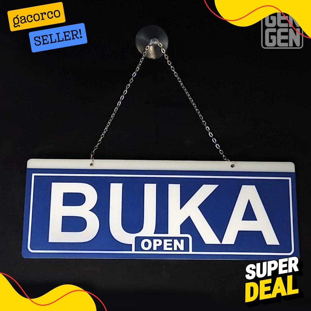 Cod Papan Buka Tutup Toko Akrilik Open Closed Warna  Merah Biru - Plang Cafe, Salon, Warung, Kantor