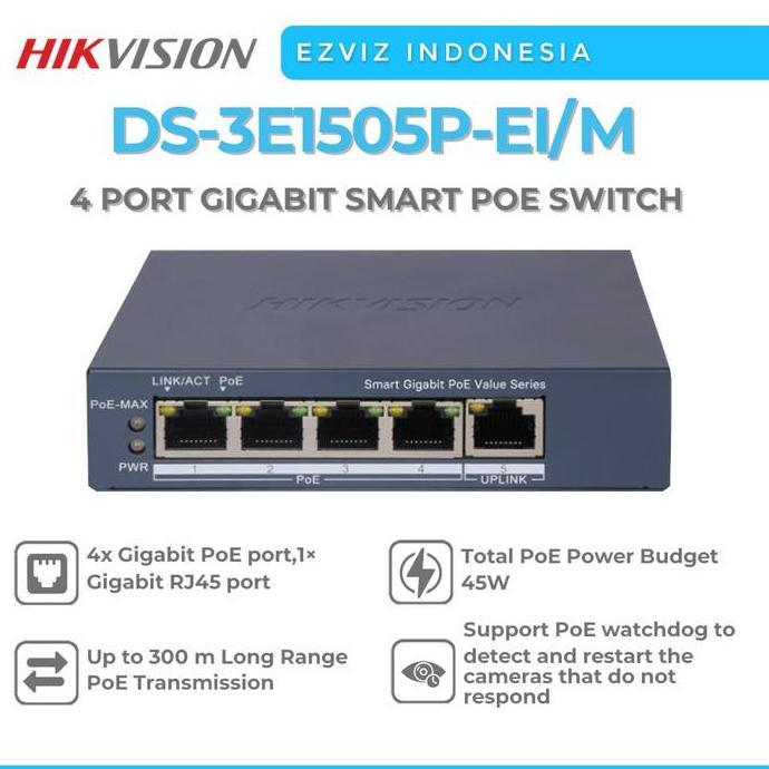 POE HIK DS-3E1505P-EI/M 4 Port Gigabit